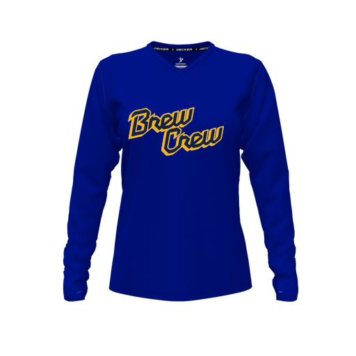 [FTLVCFRY-FYXS-LOGO3] Decker Comfort T-Shirt (Female Youth XS, Royal, V Neck, Logo 3, Long Sleeve)