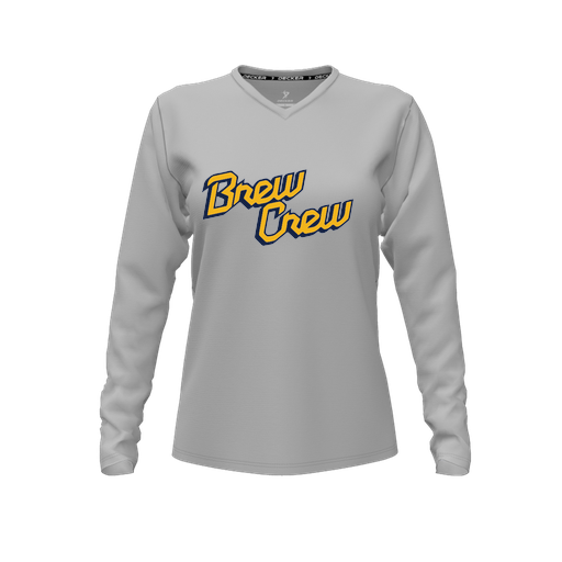 [CUS-DFW-TEES-CMF-VNK-LSL-GRY-FYXS-LOGO2] Decker Comfort T-Shirt (Female Youth XS, Gray, V Neck, Logo 2, Long Sleeve)