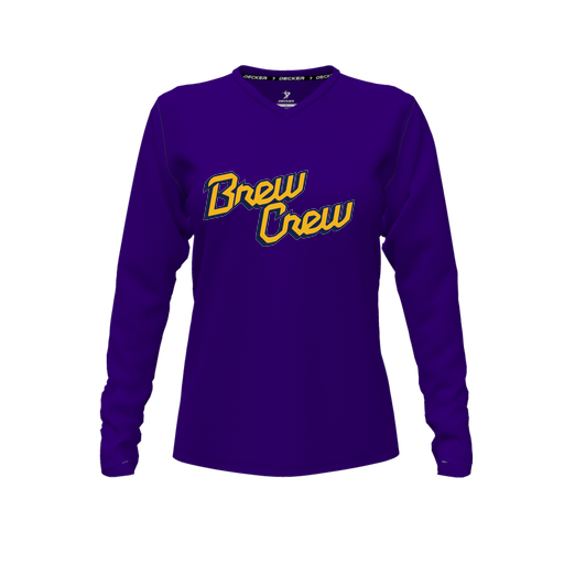 [FTLVCFPP-FYXS-LOGO2] Decker Comfort T-Shirt (Female Youth XS, Purple, V Neck, Logo 2, Long Sleeve)