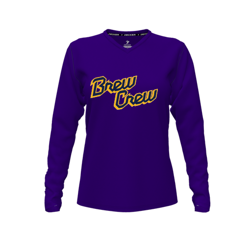 [CUS-DFW-TEES-CMF-VNK-LSL-PUR-FYXS-LOGO3] Decker Comfort T-Shirt (Female Youth XS, Purple, V Neck, Logo 3, Long Sleeve)