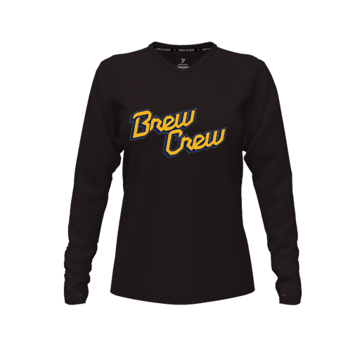 [FTLVPTBK-FYXS-LOGO2] Decker Performance T-Shirt (Female Youth XS, Black, V Neck, Logo 2, Long Sleeve)