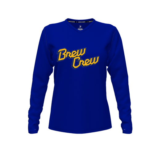 [CUS-DFW-TEES-PER-VNK-LSL-RYL-FYXS-LOGO2] Performance T-Shirt (Female Youth XS, Royal, V Neck, Logo 2, Long Sleeve)