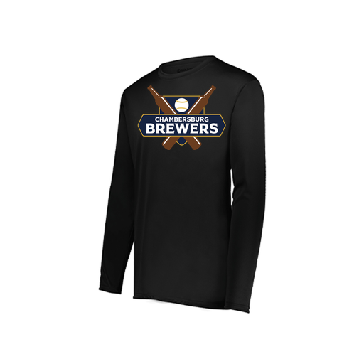 [222823.080.S-LOGO1] Youth LS Smooth Sport Shirt (Youth S, Black, Logo 1)