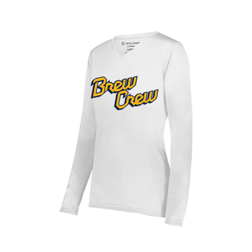 [222824.005.S-LOGO2] Ladies LS Smooth Sport Shirt (Female Adult S, White, Logo 2)